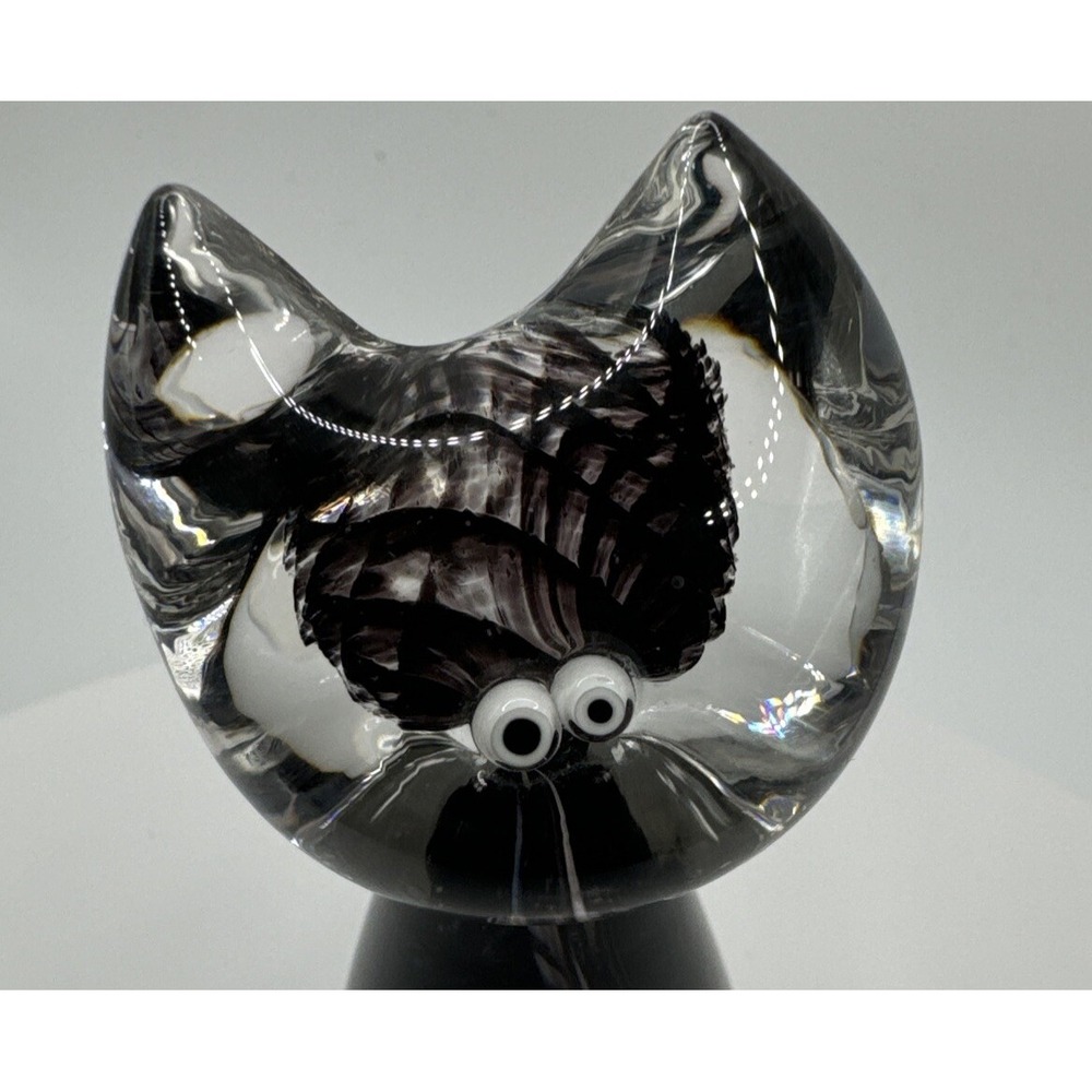 CATHERINE LABONTĖ Quebec‎ Art Glass Cartoon Cat 4." Tall. Purple. - Picture 10 of 16